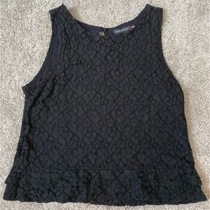 Banana Republic Small Sleeveless Blouse— Black w/ Lace Pattern